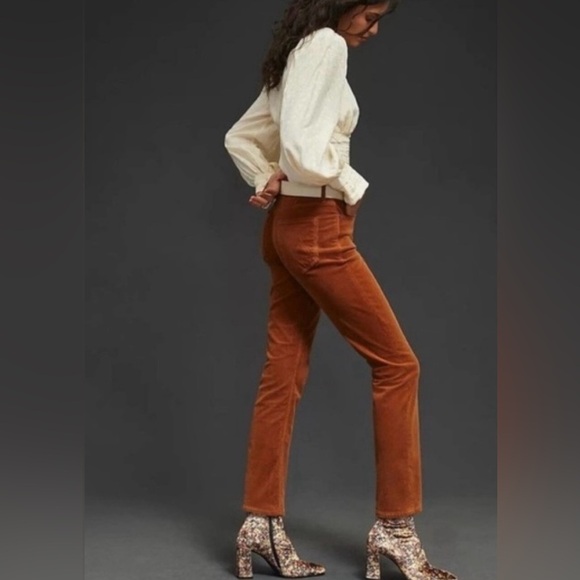 MOTHER Denim - MOTHER Women Hopscotch Brown Corduroy Mid Rise Dazzler Ankle Fray Jeans Size 25